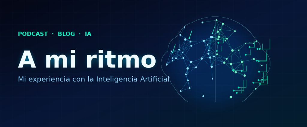 Cabecera A mi ritmo con un cerebro tecnologico formado por red neuronal y circuitos