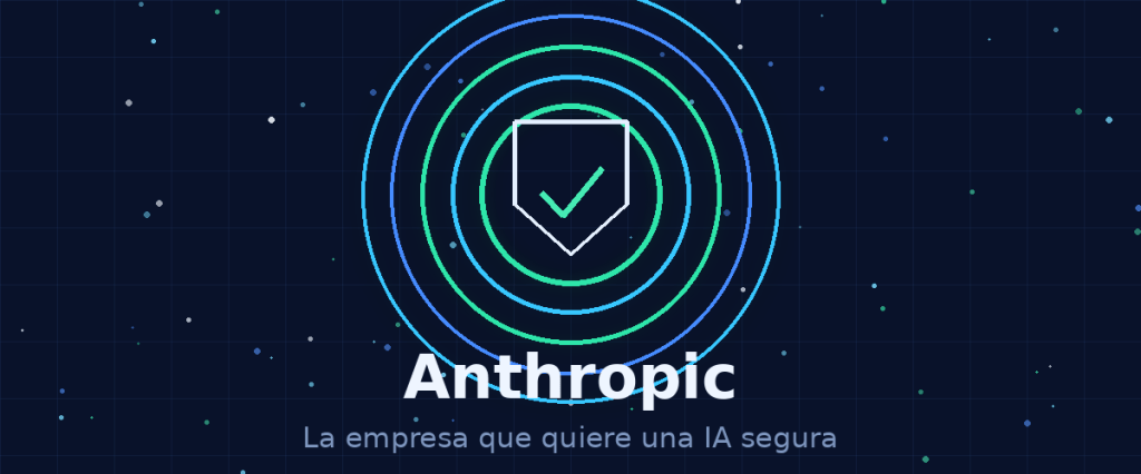 Cabecera del artículo sobre Anthropic: un escudo con un check sobre fondo azul, símbolo de IA segura. Texto: Anthropic, la empresa que quiere una IA segura.